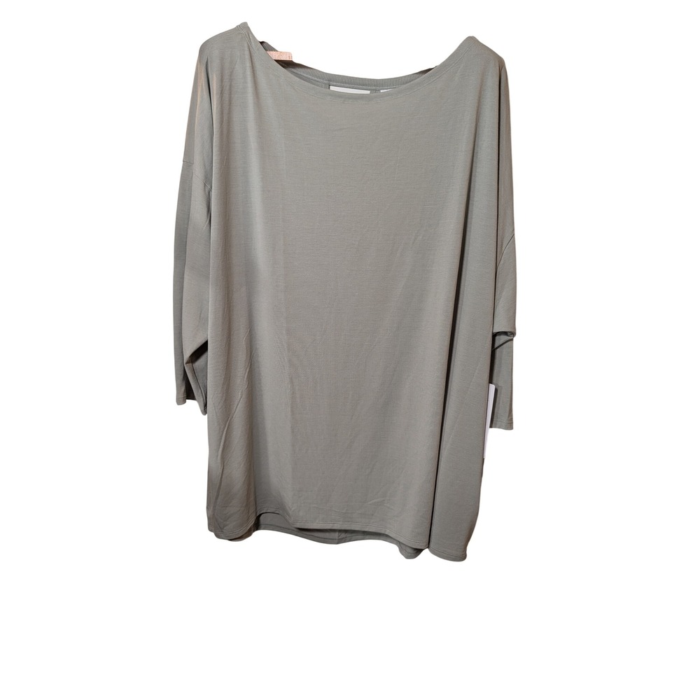 Athleta Women 2X Sage Green Modal Blend Short Sleeve Pleated Back Top